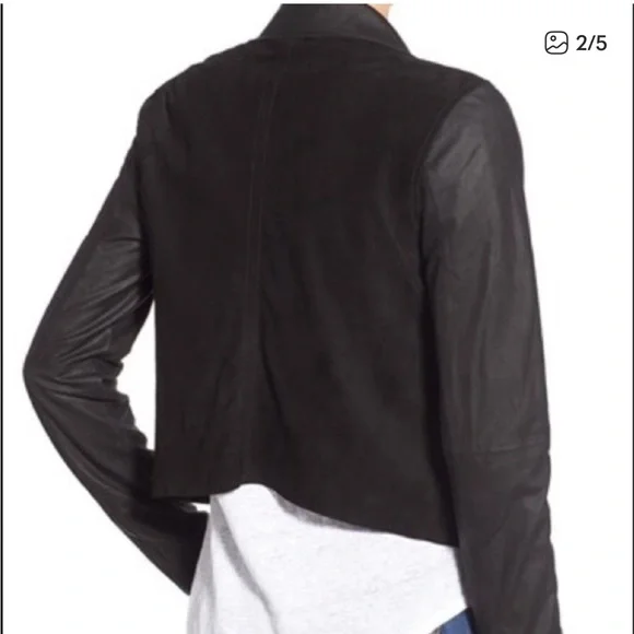 PAIGE Silvie Black Leather and Suede Jacket - Picture 3 of 8